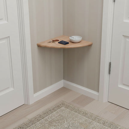 Corner Wall Shelf, Walnut, Wall-Mounted Semi-Circle