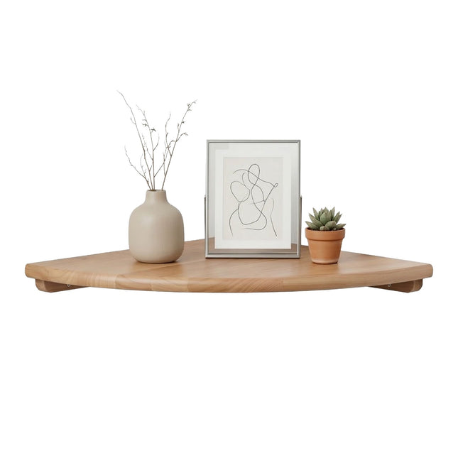 Hoekwandplank, walnoot, halfrond, wandmontage
