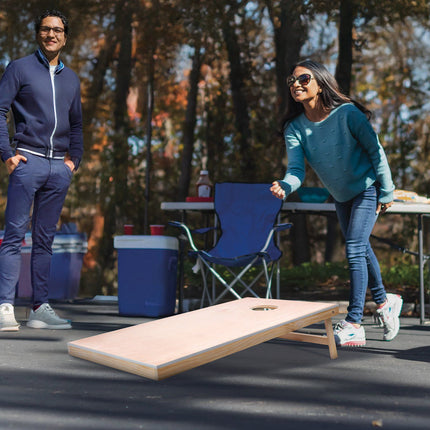 Cornhole Boards Set, 4x2 ft Solid Wood, Foldable Case