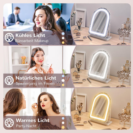 kosmetické zrcadlo s LED světlem, otočné o 360°, 33x44,5 cm