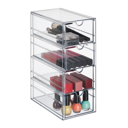 Organizér na kosmetiku se 4 zásuvkami – průhledný plastový box