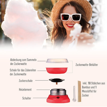 Zuckerwattemaschine – Rot, leicht zu reinigen, tragbares Design