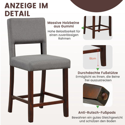 Sada barových židlí, 2 ks, prolamované opěradlo, nohy z kaučukovníku