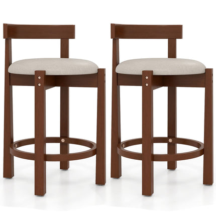 Counter Height Bar Stools Set of 2 with Backrests, Beige, 24 Inch Seat Height