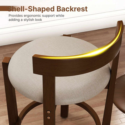 Counter Height Bar Stools Set of 2 with Backrests, Beige, 24 Inch Seat Height