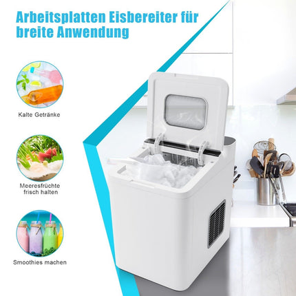 Counter ice maker ice cube machine with thermal insulation 22.5 x 32 x 32.5 cm white