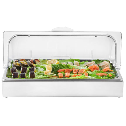Countertop Condiment Server, Stainless Tray, Lid, 3 Ice Trays