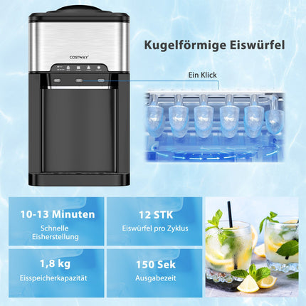 Stolní dávkovač vody, teplá i studená, výrobník ledu, stříbrná