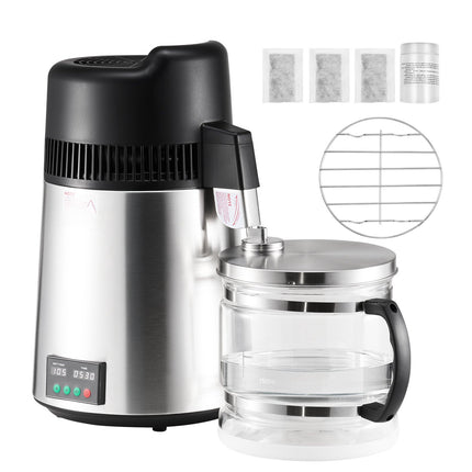 Countertop Water Distiller, 6L 900W, Glass Carafe, Steel Tank
