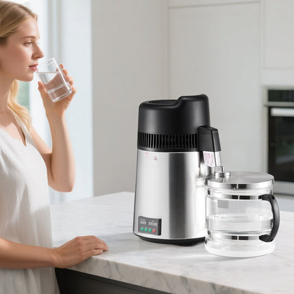 Countertop Water Distiller, 6L 900W, Glass Carafe, Steel Tank
