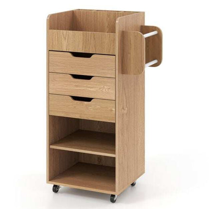 Craft Storage Trolley with Drawers and Shelves, Natural