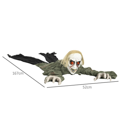 Halloweenská dekorace plazící se zombie se svítícíma očima