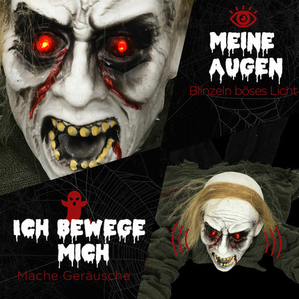 Halloweenská dekorace plazící se zombie se svítícíma očima