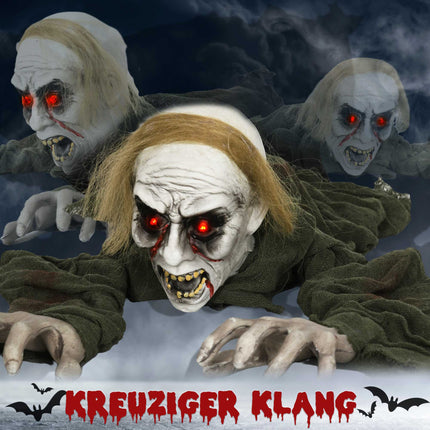 Halloweenská dekorace plazící se zombie se svítícíma očima