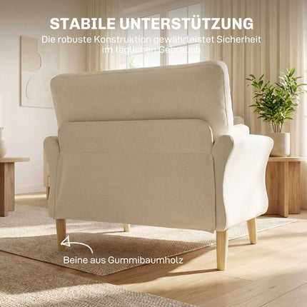Sametové designové křeslo krémové, sedák 83 cm, včetně 2 polštářů