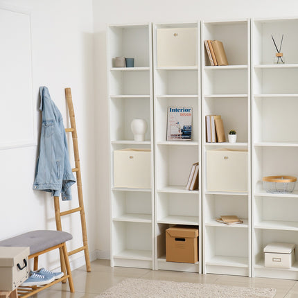 Úložné boxy s úchytem krémové, sada 4 ks