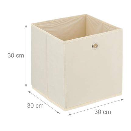 Úložné boxy s úchytem krémové, sada 4 ks