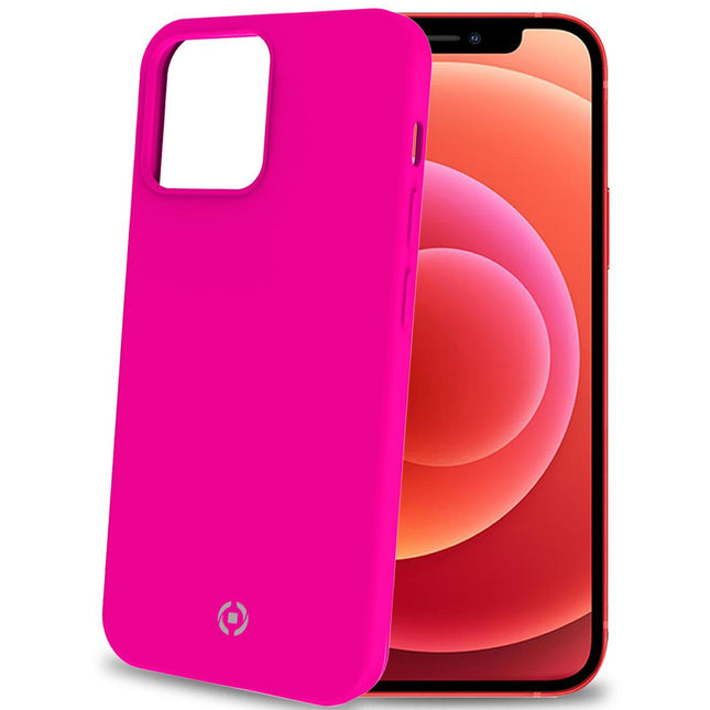 Cromo měkké gumové pouzdro iPhone 13 fluo růžová