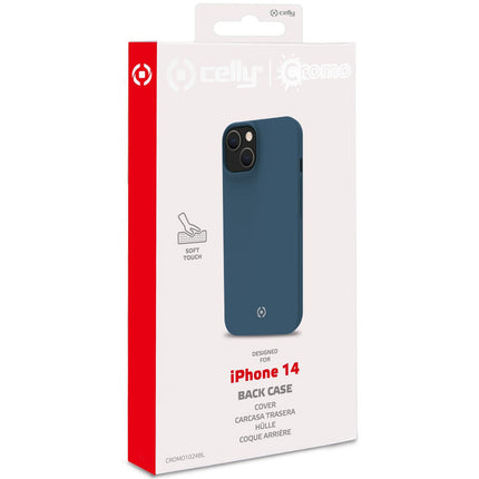 Cromo měkké gumové pouzdro iPhone 14 modrá