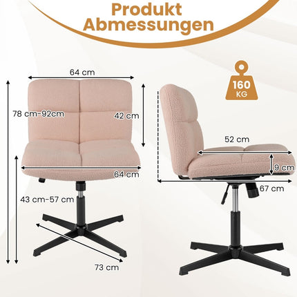 Kancelářská židle pro turecký sed, růžová umělá kožešina, ergonomický design