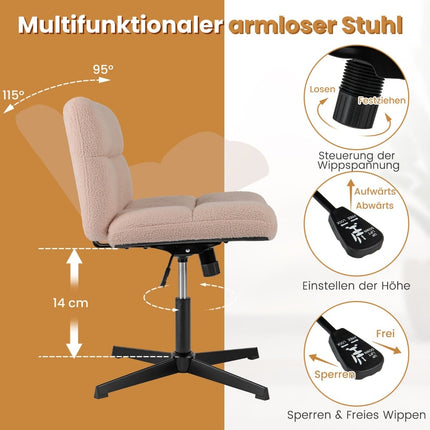 Kancelářská židle pro turecký sed, růžová umělá kožešina, ergonomický design
