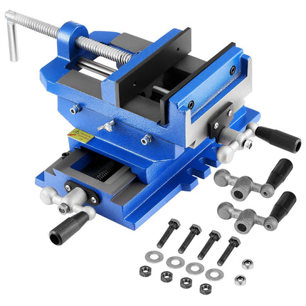 Cross Slide Drill Press Vise, 6 in Jaw, X-Y Cast Iron