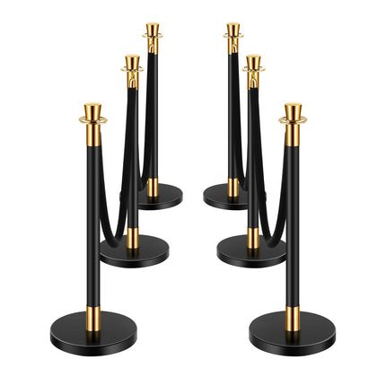 Crowd Control Stanchion Set, 6 Posts 5 Ft, 4 Velvet Ropes