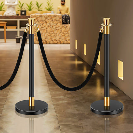 Crowd Control Stanchion Set, 6 Posts 5 Ft, 4 Velvet Ropes