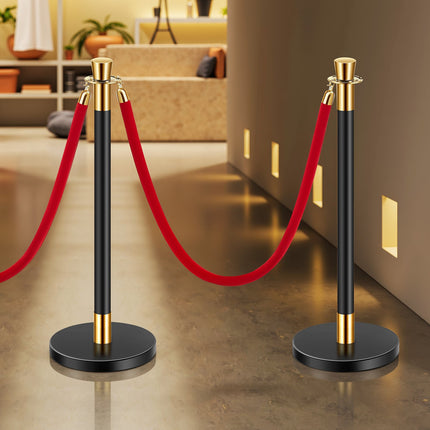 Crowd Control Stanchion Set, 6 Posts with 4 Red Ropes