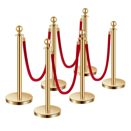 Crowd Control Stanchions Set, 6-Piece, Red Velvet Ropes
