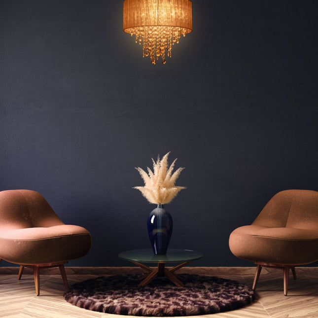 Crystal chandelier with lampshade