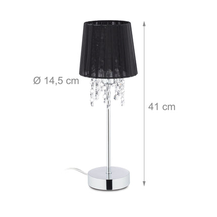 Crystal table lamp with organza shade