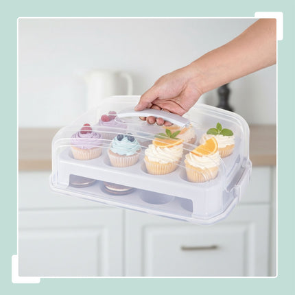 Cupcake Storage Box with Handle – Holds 24 Muffins