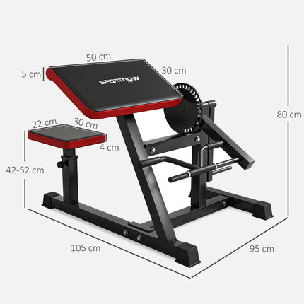 Bicepsová lavice s tricepsovým nástavcem, 5 poloh sedáku, 25 úhlů, ocel a syntetická kůže, černá