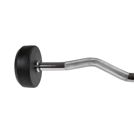Curled Rubber Coated Barbell – 15 kg