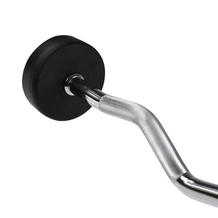Curled Rubber Coated Barbell – 15 kg