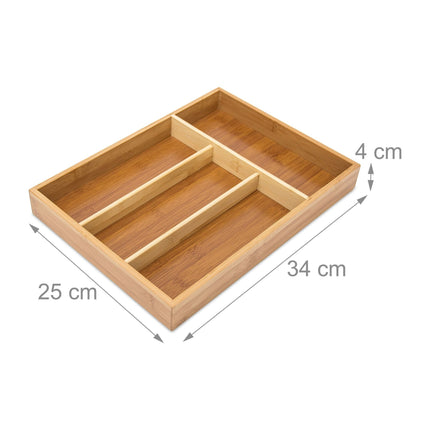 Box na příbory 4 přihrádky bambus
