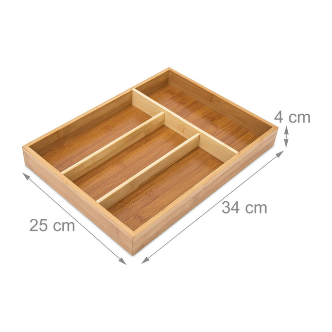 Box na příbory 4 přihrádky bambus
