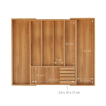 Cutlery box bamboo extendable