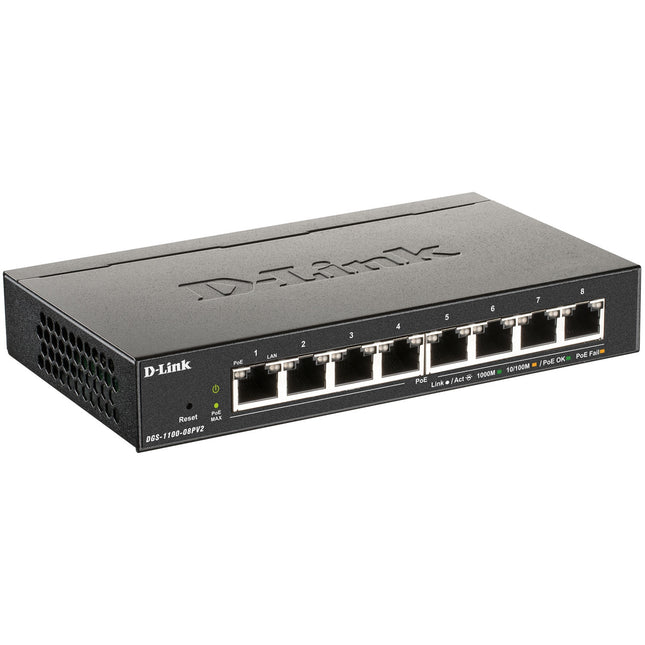DGS-1100-08PV2 8portový PoE spravovatelný gigabitový switch