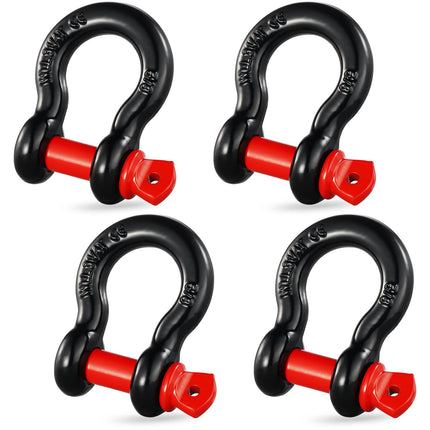 D-Ring Tow Shackles, 4-Pack, 3/4-Inch Pin, 13 Ton