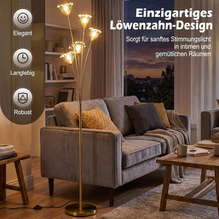 Dandelion Gold Floor Lamp, Metal Frame, 180 cm Tall