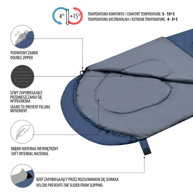 Dark Blue-Gray Sleeping Bag, Size M