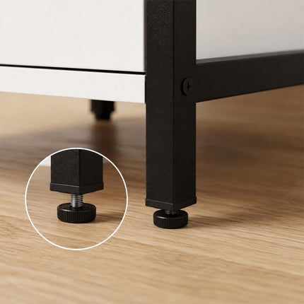 Dunkelbrauner Nachttisch mit 3 Schubladen, MDF & Stahl