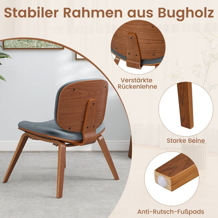 Tmavě šedé designové křeslo s prohnutým opěradlem a čalouněným sedákem