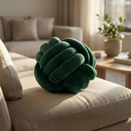 Tmavě zelený uzlový polštář – 25 cm, polyesterová pěna