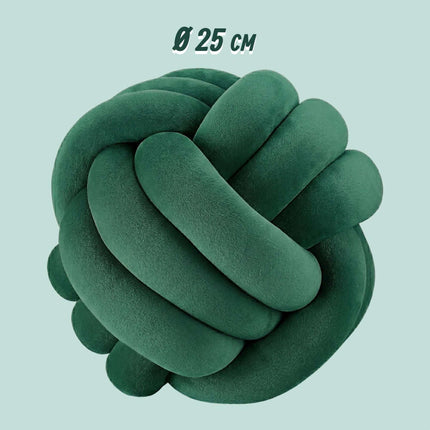 Tmavě zelený uzlový polštář – 25 cm, polyesterová pěna