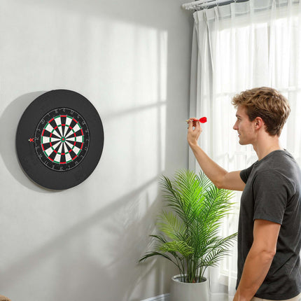 Dartboard Set with Sisal Board, Safety Ring, 6 Steel Darts