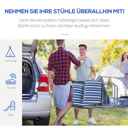 Sada 2 ks modrých lehátek, skládací a polohovatelná