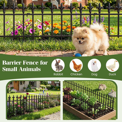 Decorative Metal Garden Fence, No-Dig, Black, 5/10-Pack